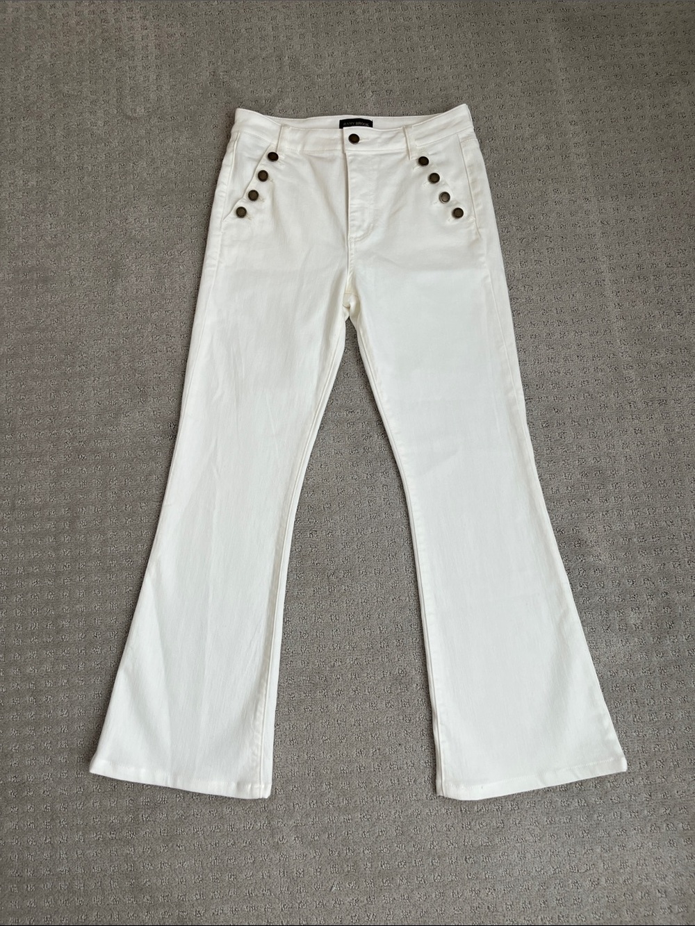Ramy Brook White Flare Pants with Button Detail size 27